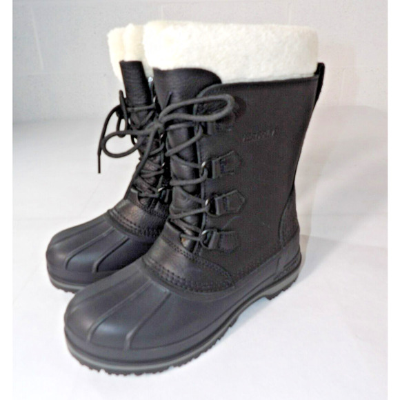 Baffin Canada Boots Womens Sz 9 Winter Snow BLack Faux Fur Tie Lined HTGE-W001 - Picture 1 of 15